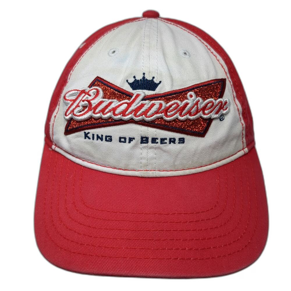 Budweiser Baseball Cap Red One Size Glitter King of Beers 3D Embroidery Hat